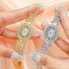 A new cross-border European and American fashion trend wristwatch with a steel bracelet and an oval-shaped starry sky Roman women's diamond watch details Picture